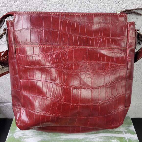 RELIC NWT Maroon Burgundy Faux Leather Crossbody Shoulder Bag Adjustable Strap - Picture 2 of 12